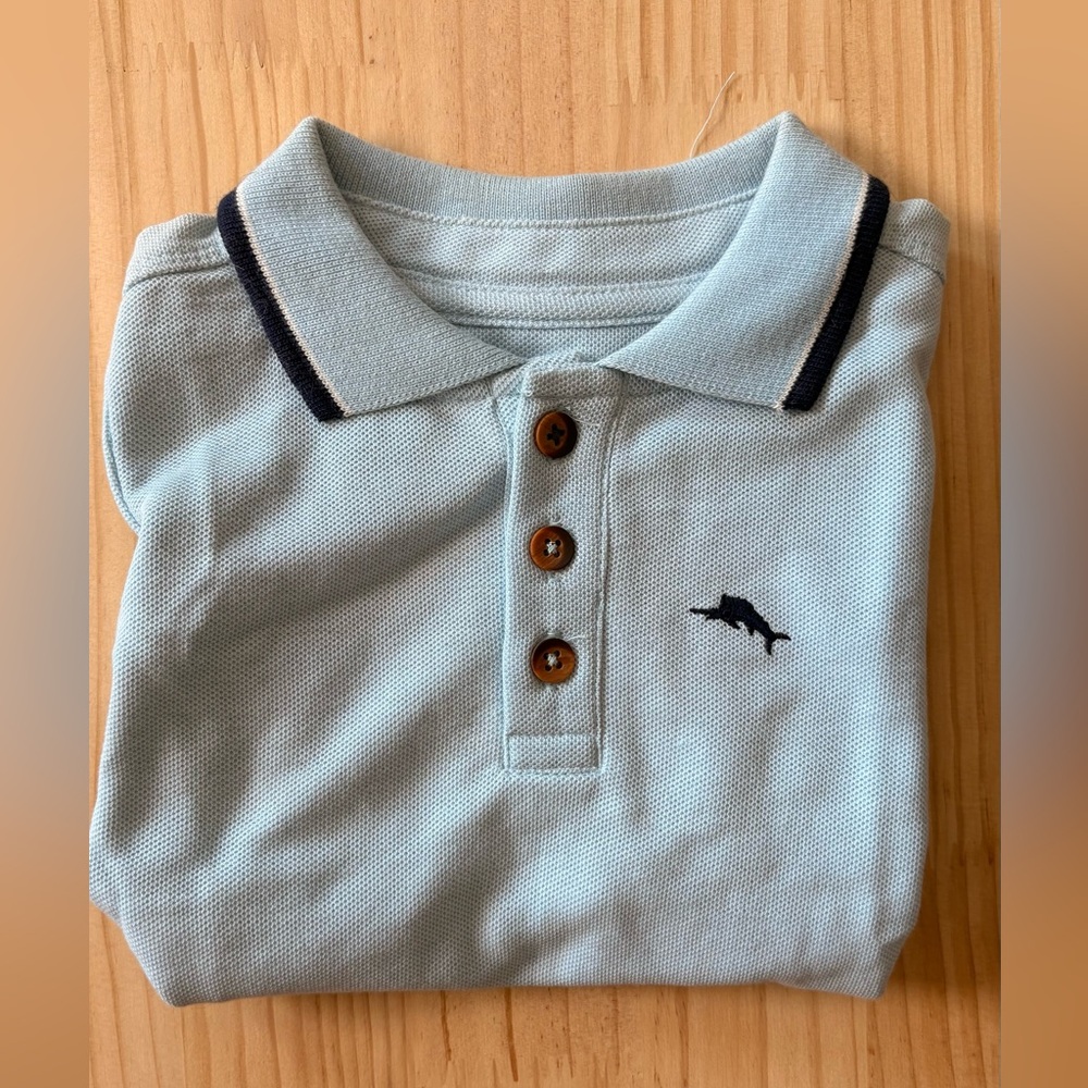 Tommy Bahama Light Blue Polo with Navy Logo
